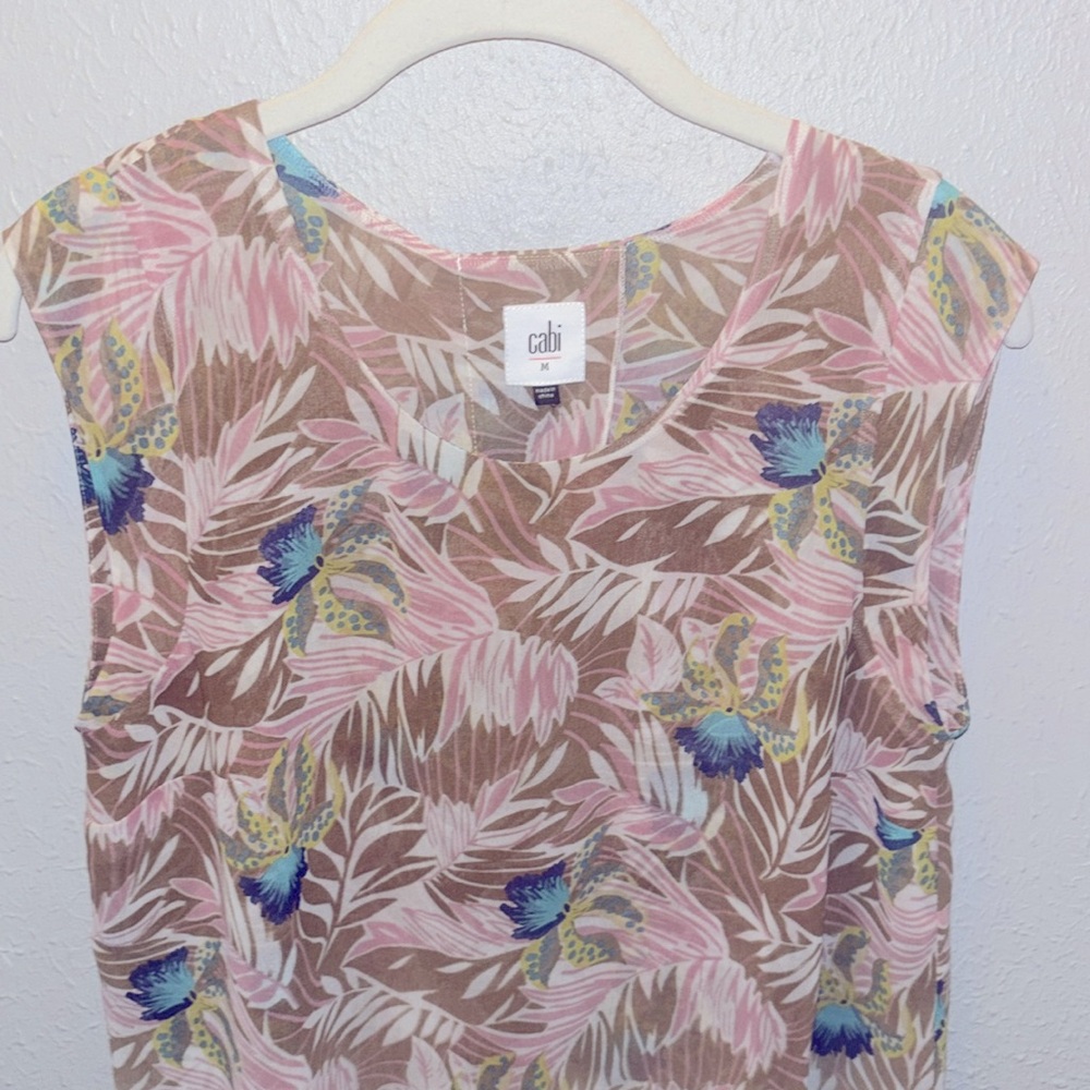Cabi Tropical Orchid Parlor Blouse Top Style #5216 Women’s Size Medium - Picture 2 of 9